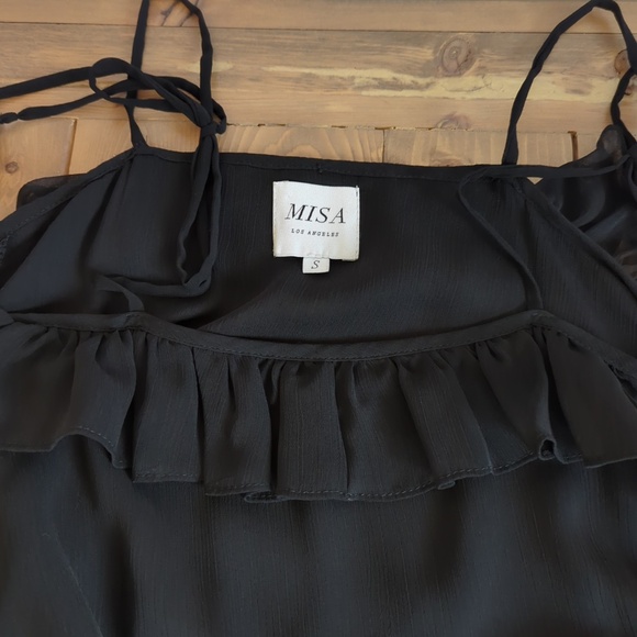 MISA Los Angeles  Black Chiffon Ruffle Off the Shoulder Mini Dress - Picture 4 of 12